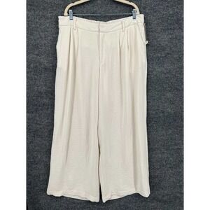 A New Day Pants Womens 17 Plus Size Cream Wide Leg Fluid Trousers Flowy Pockets
